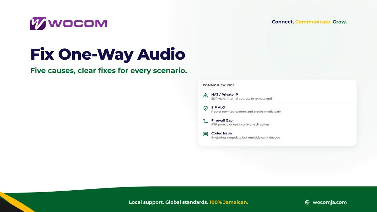 One-Way Audio on Business Calls Jamaica: Causes, Diagnosis, and How to Fix It