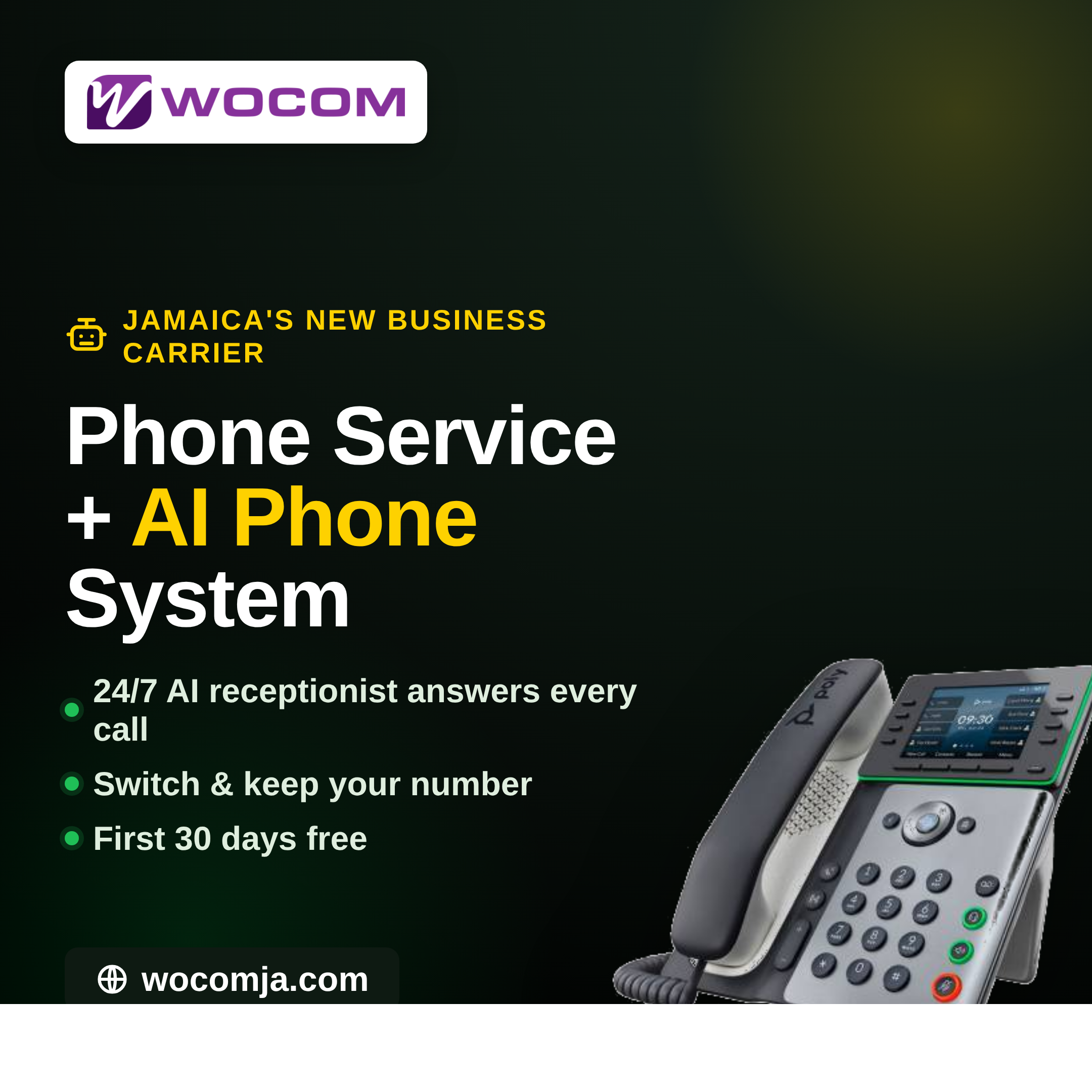 WOCOM AI phone system for Jamaican business